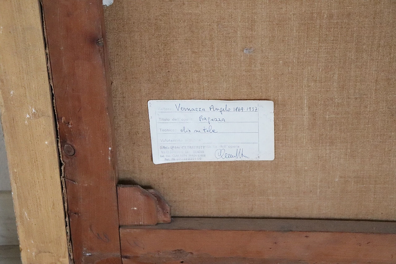 Oil on canvas depicting little girl with accordion by Angelo Vernazza, 20th century 11