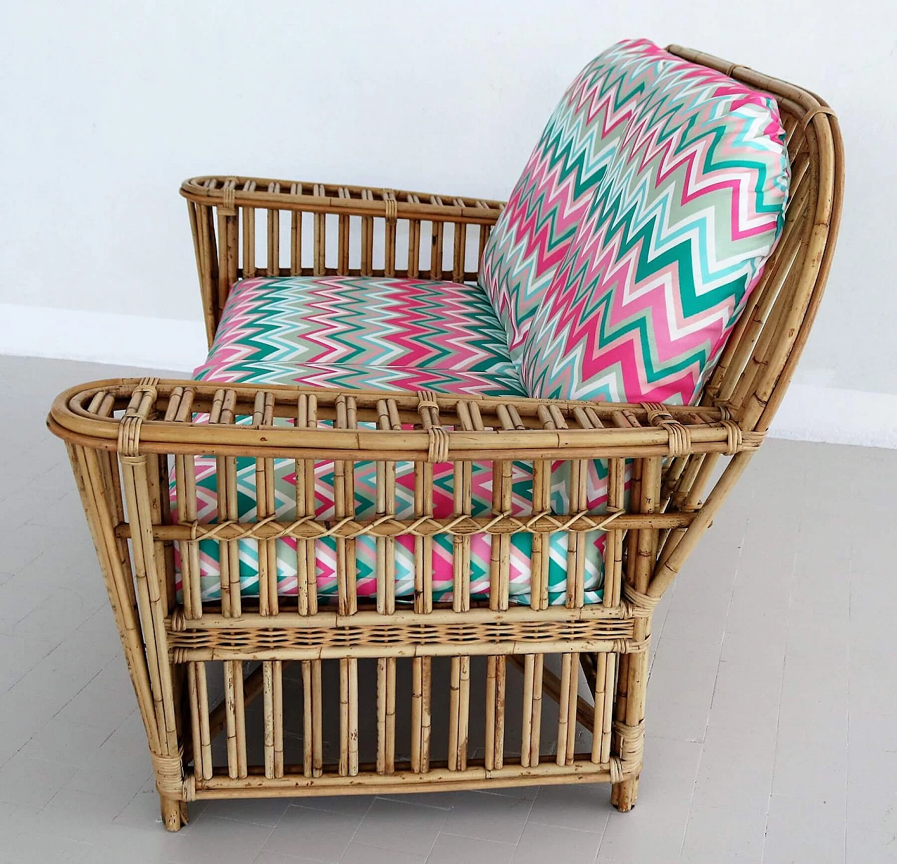 2-seater bamboo and rattan sofa, 1970s 6