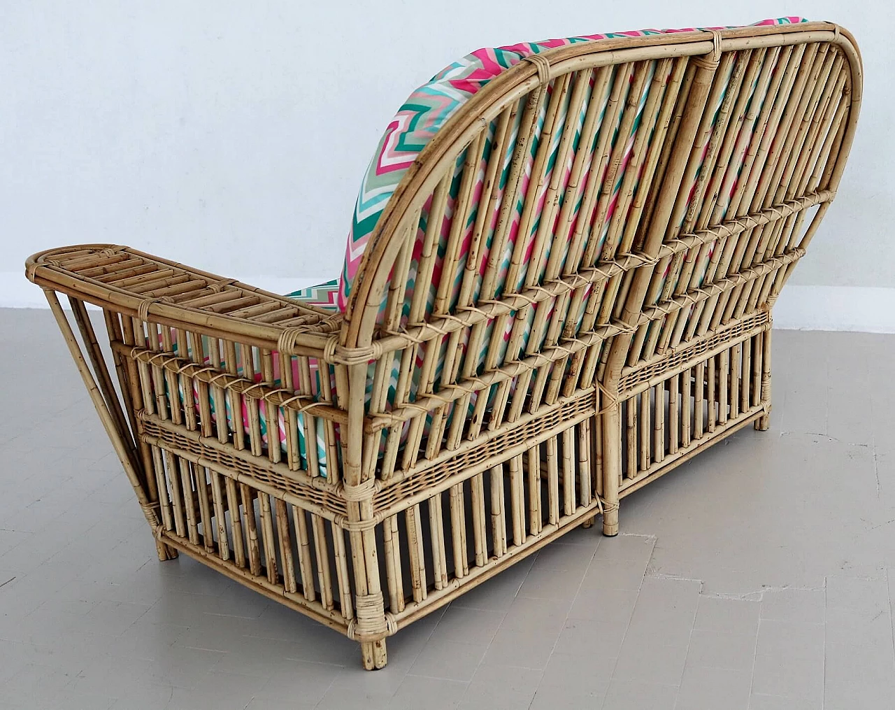 2-seater bamboo and rattan sofa, 1970s 7