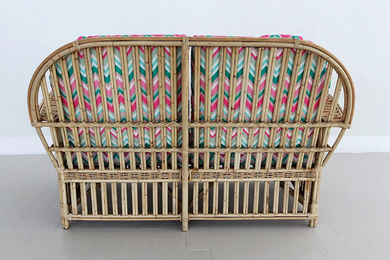 2-seater bamboo and rattan sofa, 1970s 8