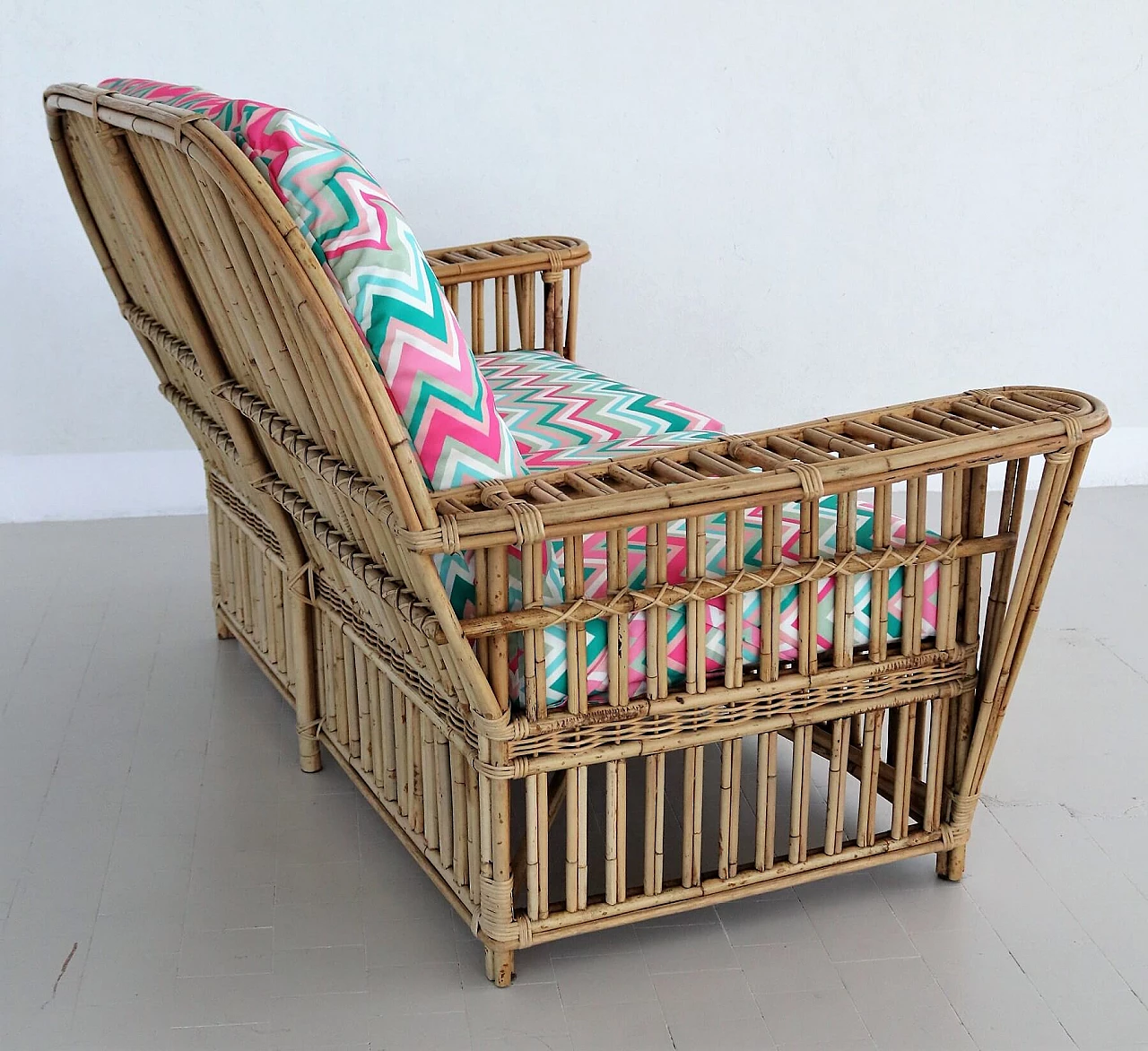 2-seater bamboo and rattan sofa, 1970s 9