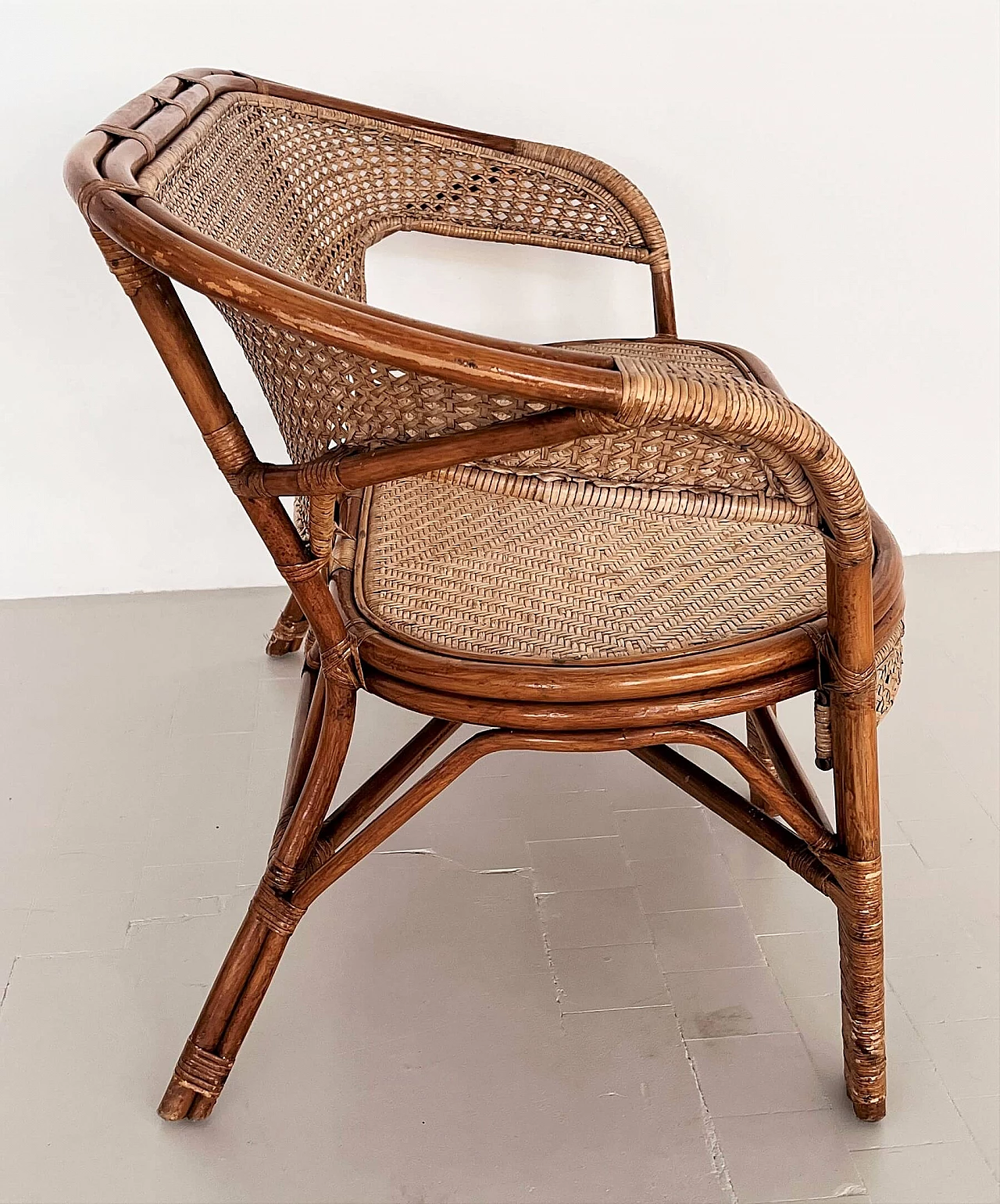 2-seater bamboo and rattan sofa, 1970s 7