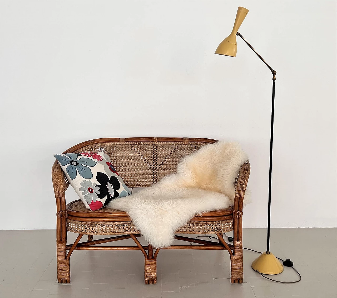 2-seater bamboo and rattan sofa, 1970s 12