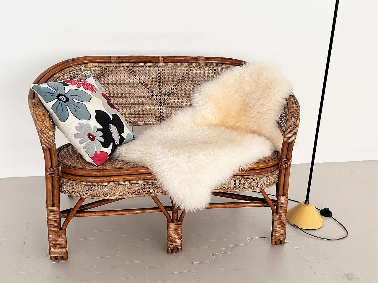 2-seater bamboo and rattan sofa, 1970s 13