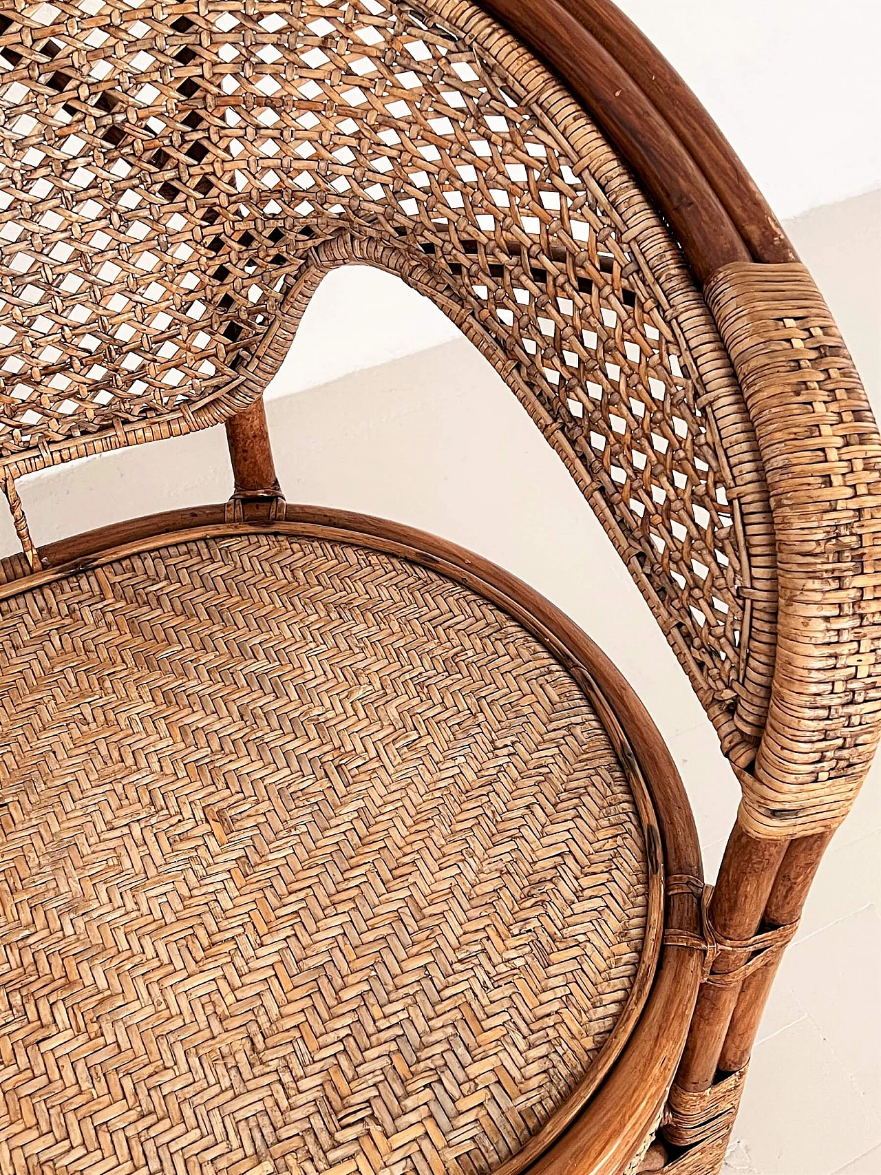 2-seater bamboo and rattan sofa, 1970s 15