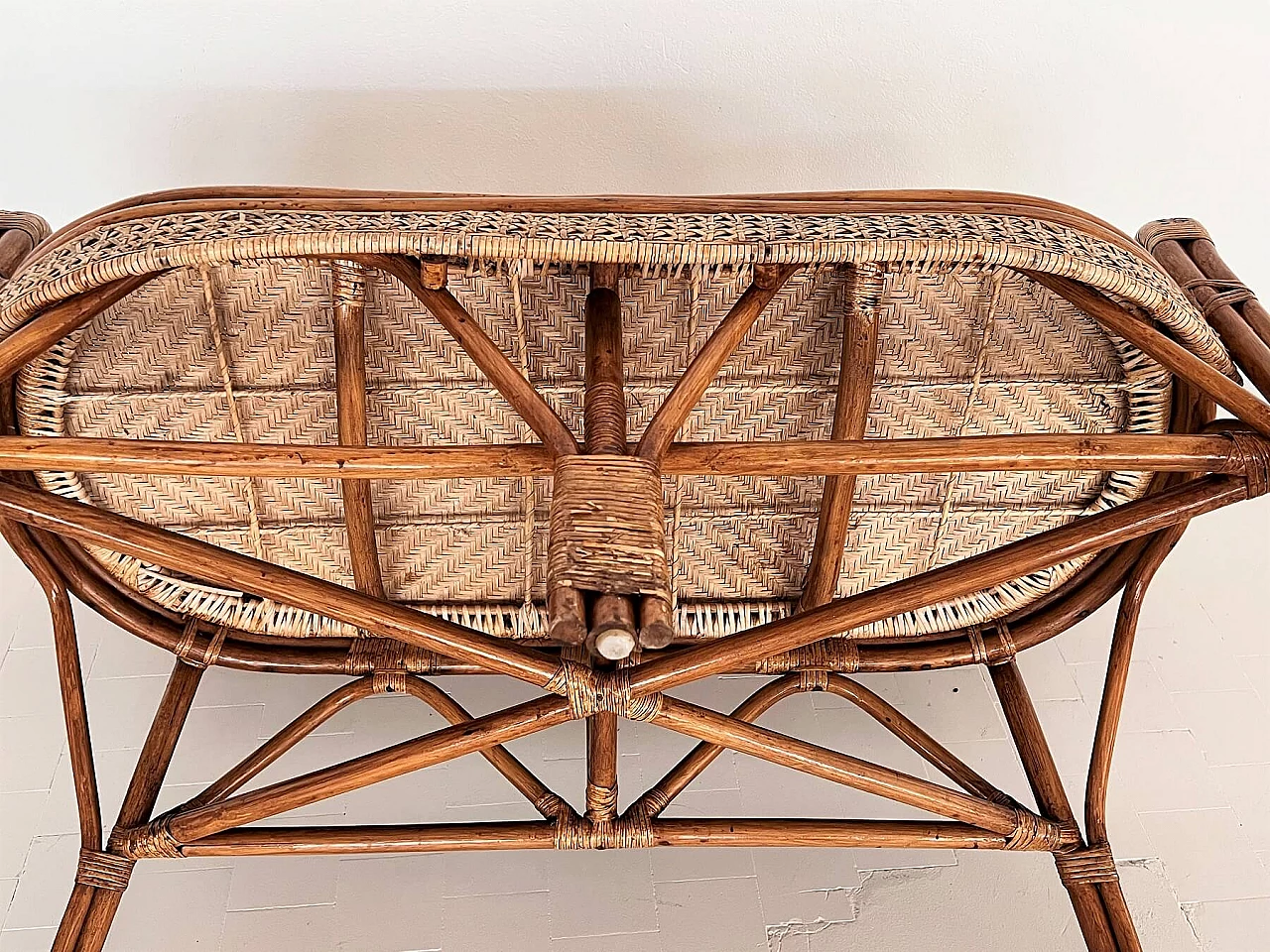 2-seater bamboo and rattan sofa, 1970s 17