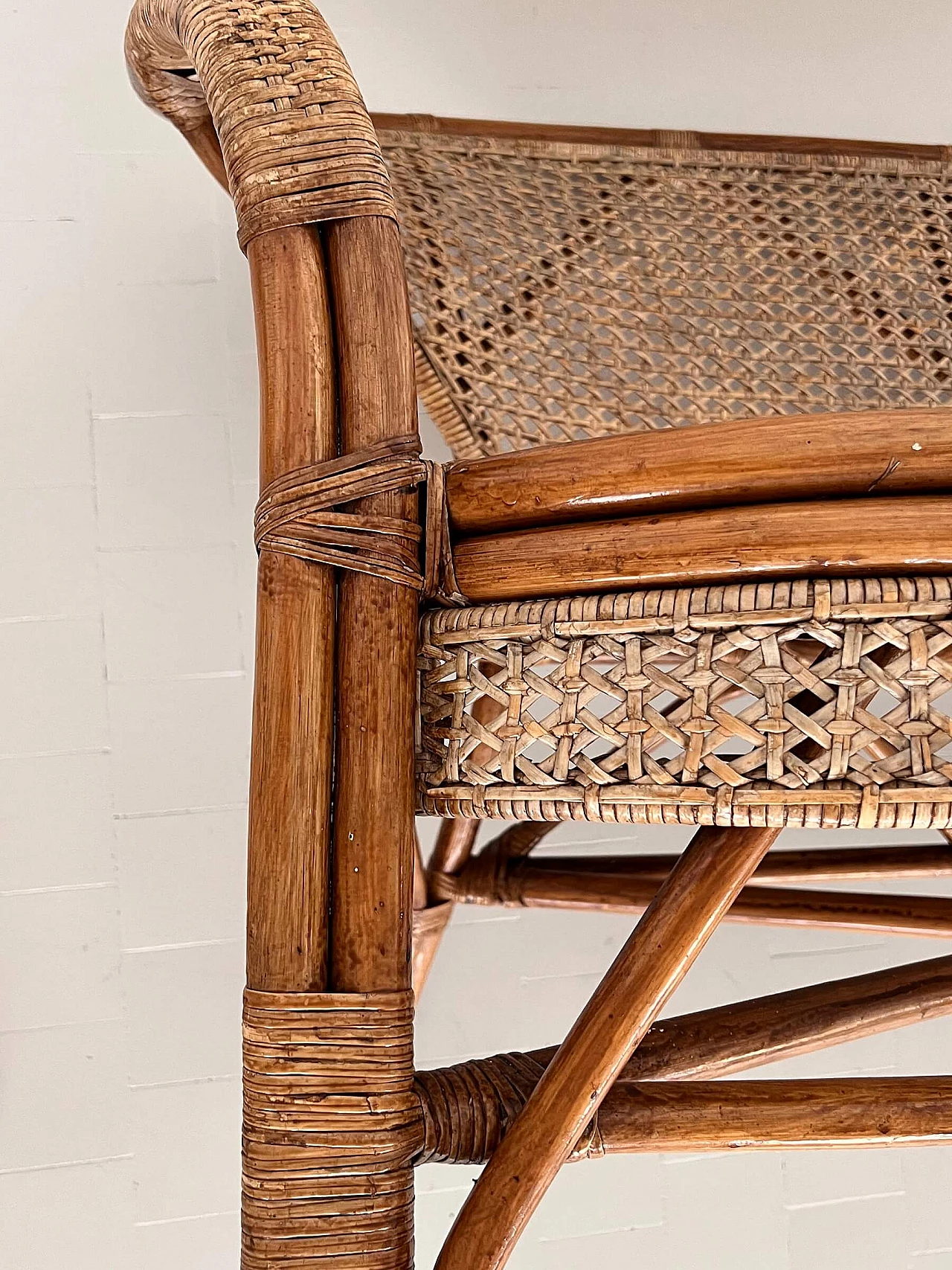 2-seater bamboo and rattan sofa, 1970s 18