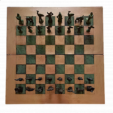 Chessboard with bronze sculptures, 1960s