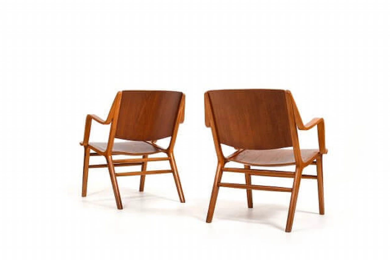 Pair of AX teak chairs by Orla Mølgaard & Peter Hvidt for Fritz Hansen, 1950s 2