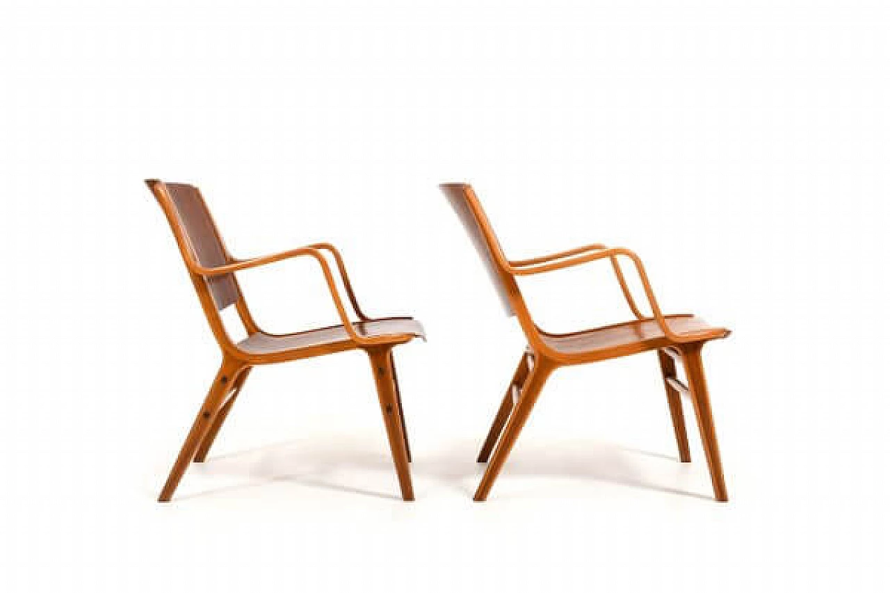 Pair of AX teak chairs by Orla Mølgaard & Peter Hvidt for Fritz Hansen, 1950s 3
