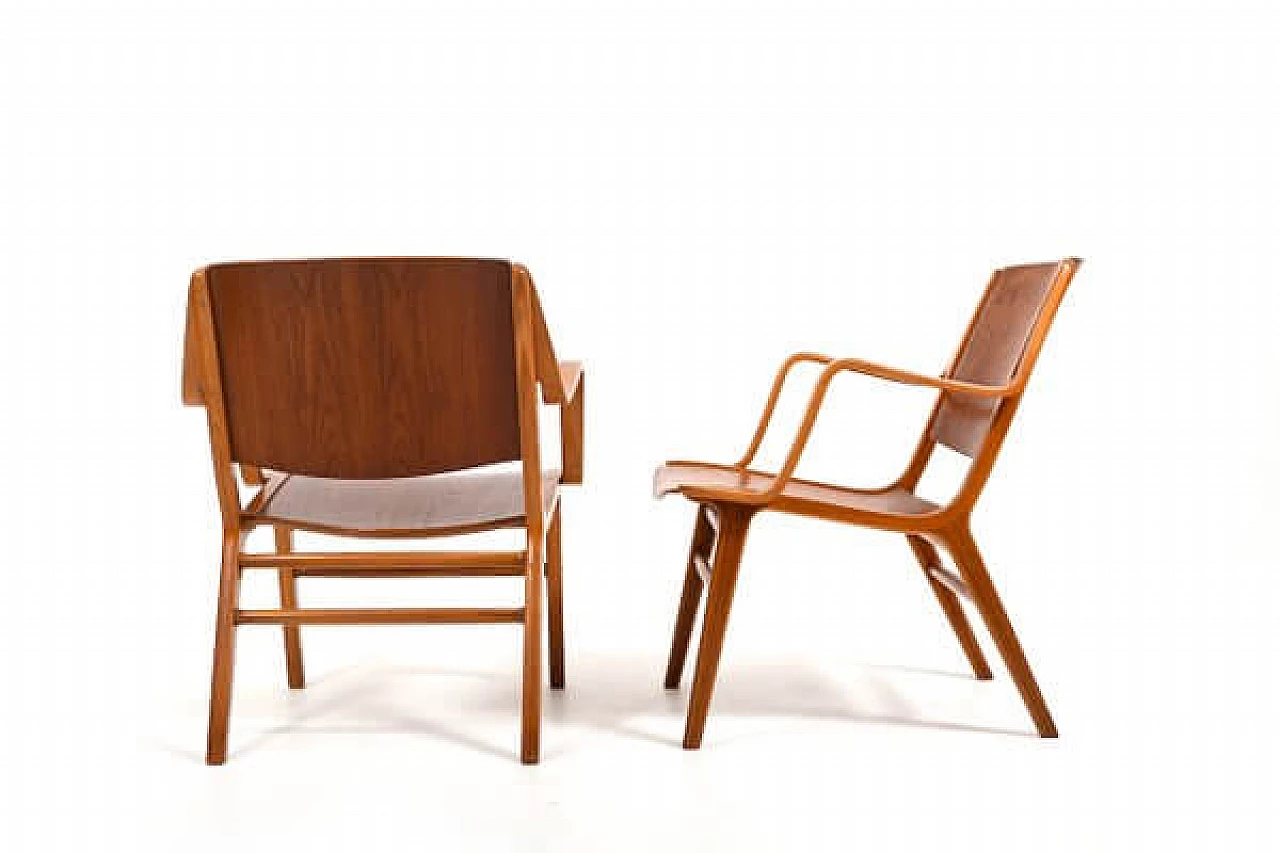 Pair of AX teak chairs by Orla Mølgaard & Peter Hvidt for Fritz Hansen, 1950s 4