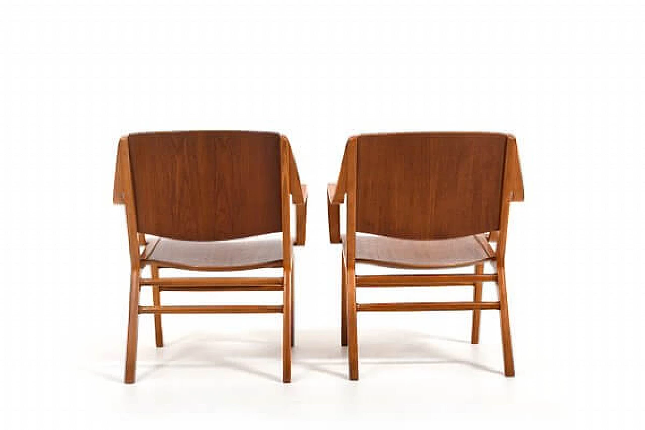 Pair of AX teak chairs by Orla Mølgaard & Peter Hvidt for Fritz Hansen, 1950s 5