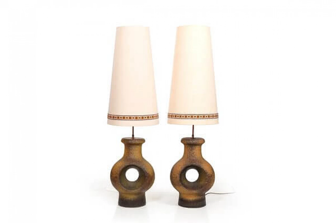 Pair of Danish ceramic lamps, 1960s 1