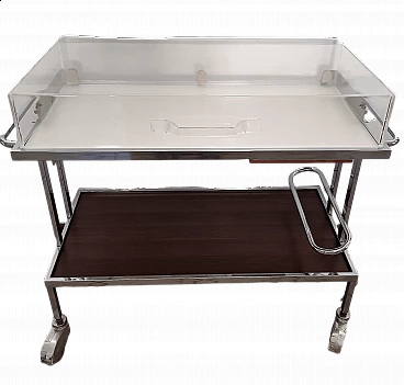 Industrial metal and plexiglass trolley, 1970s