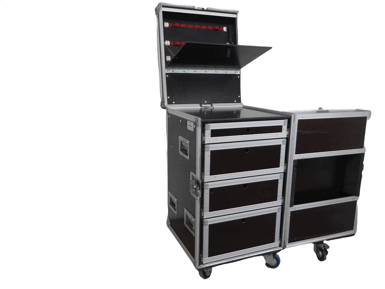 Flight case di Bauhaus Boh in legno e alluminio, anni '80 11