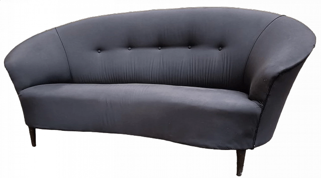 Two-seater gray fabric sofa, 1950s 6