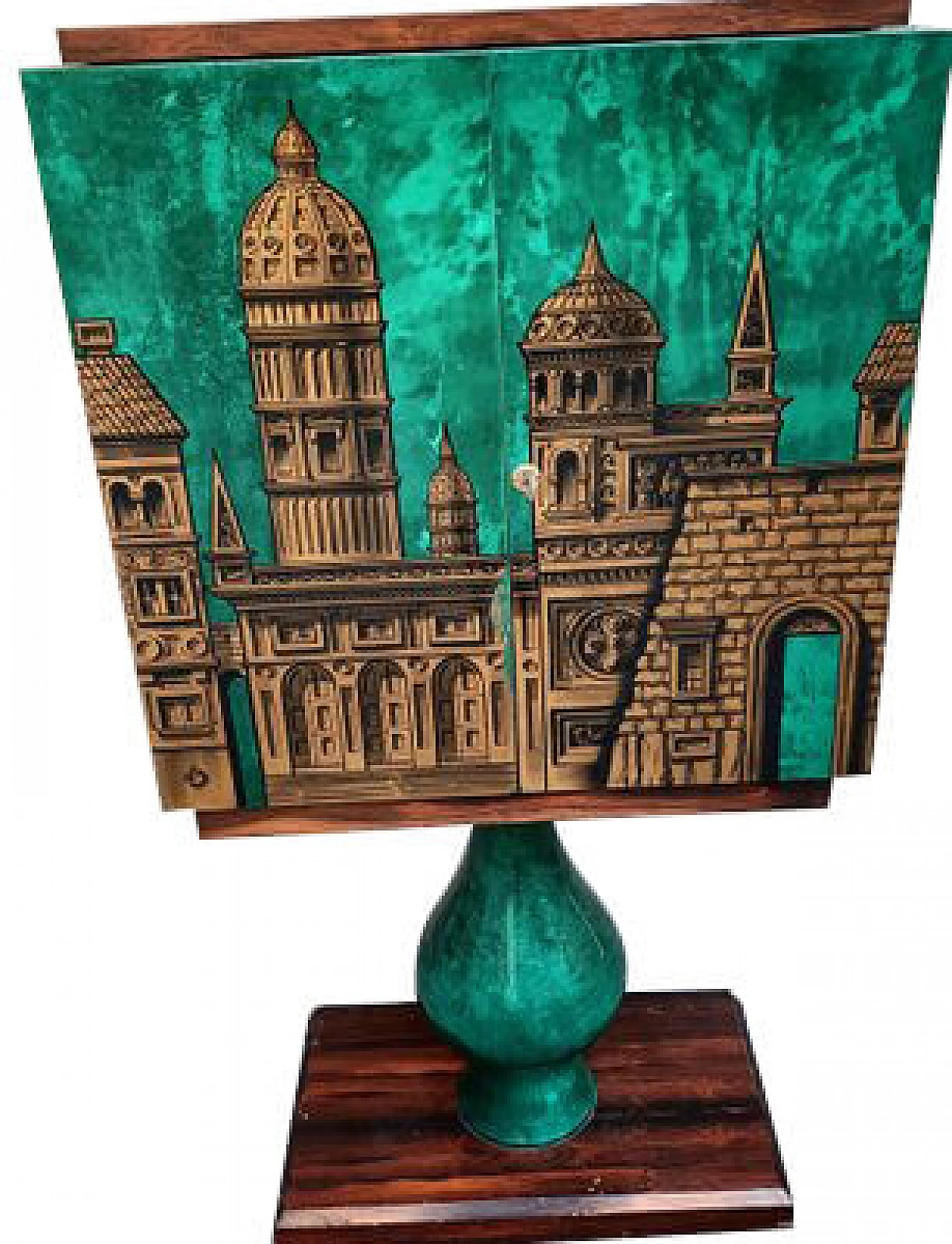 Bar cabinet with painting on parchment by Aldo Tura, 1950s 16