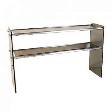 Chromed and smoked glass console by Cristal Art, 1970s