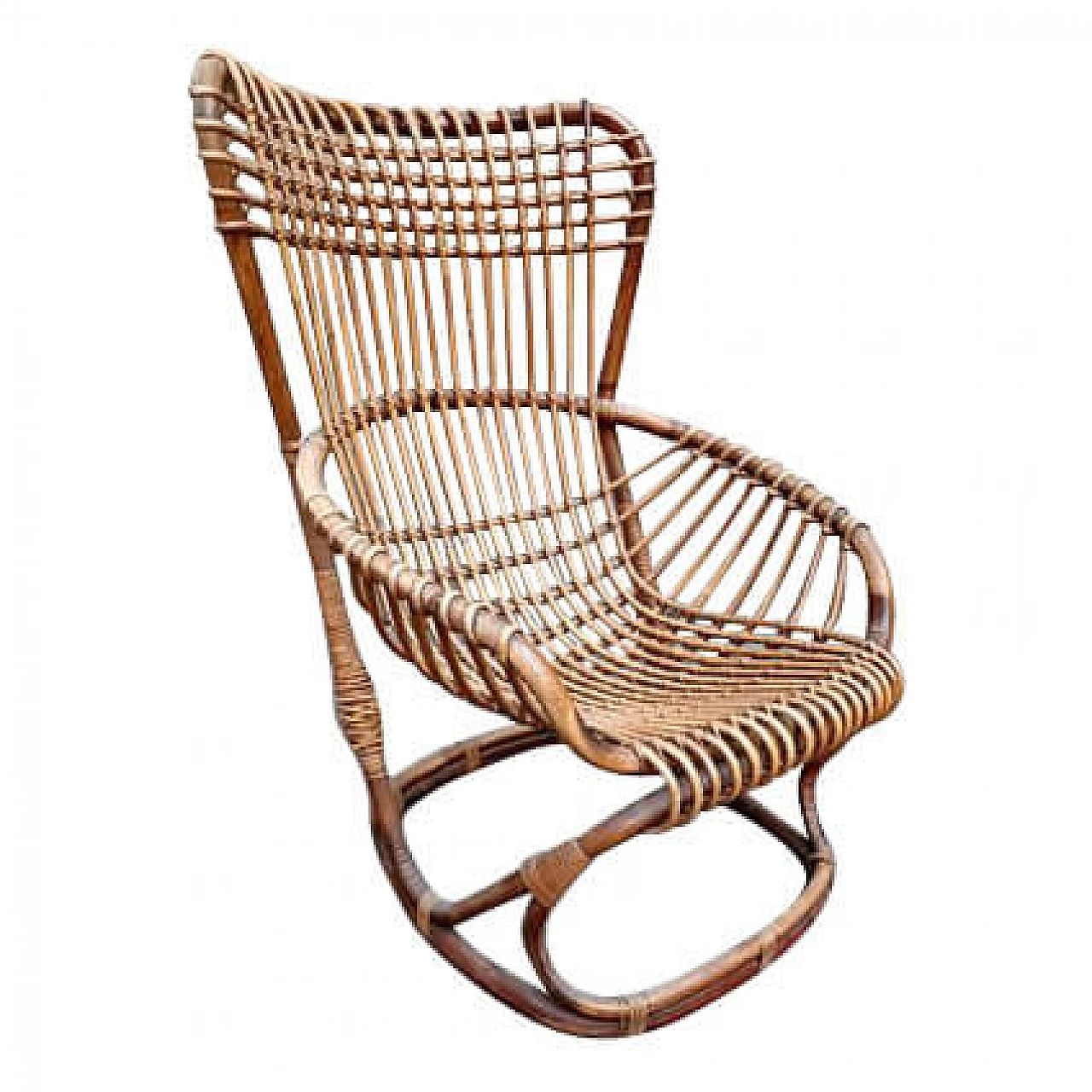 Rattan and bamboo chair by Tito Agnoli, 1950s 4