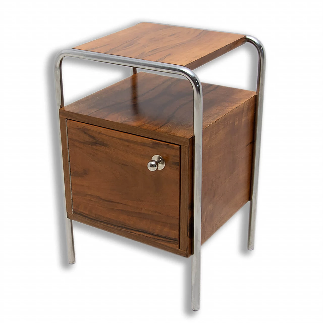 Bauhaus-style chrome bedside table by Robert Slezak, 1930s 1