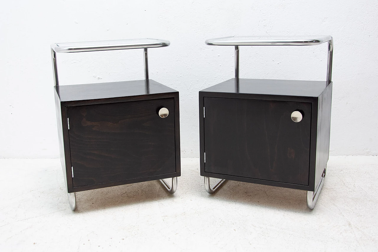 Pair of Bauhaus-style bedside tables by Kovona, 1950s 2