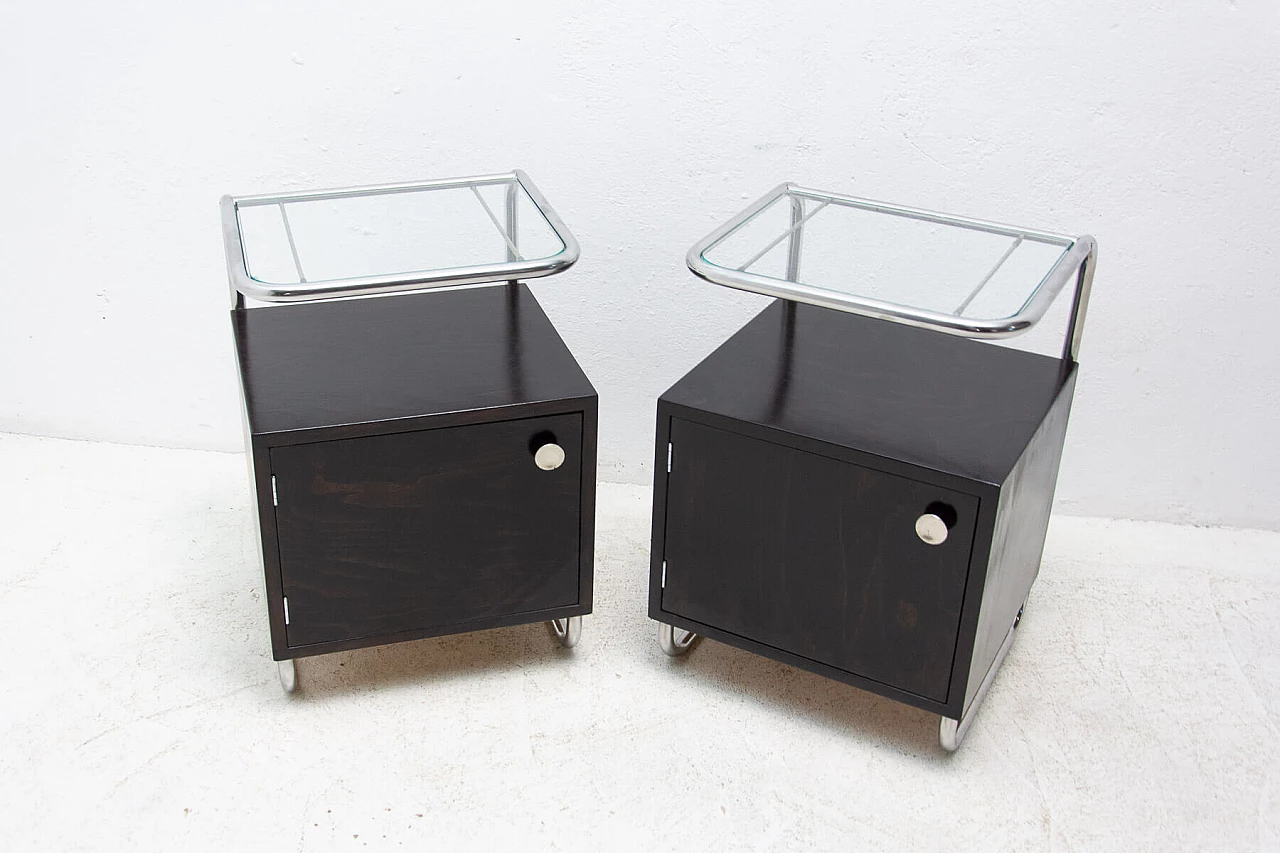 Pair of Bauhaus-style bedside tables by Kovona, 1950s 3