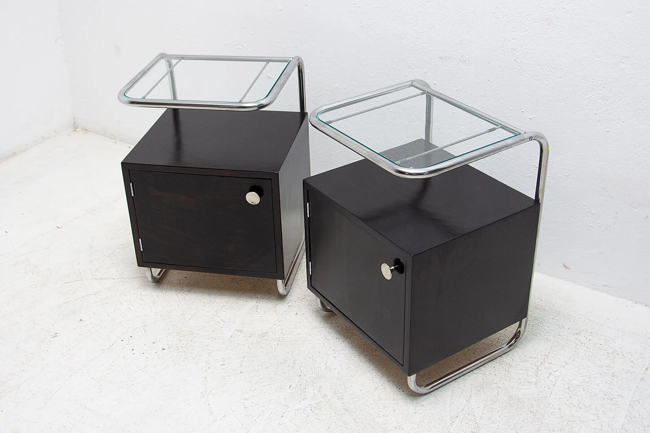 Pair of Bauhaus-style bedside tables by Kovona, 1950s 4