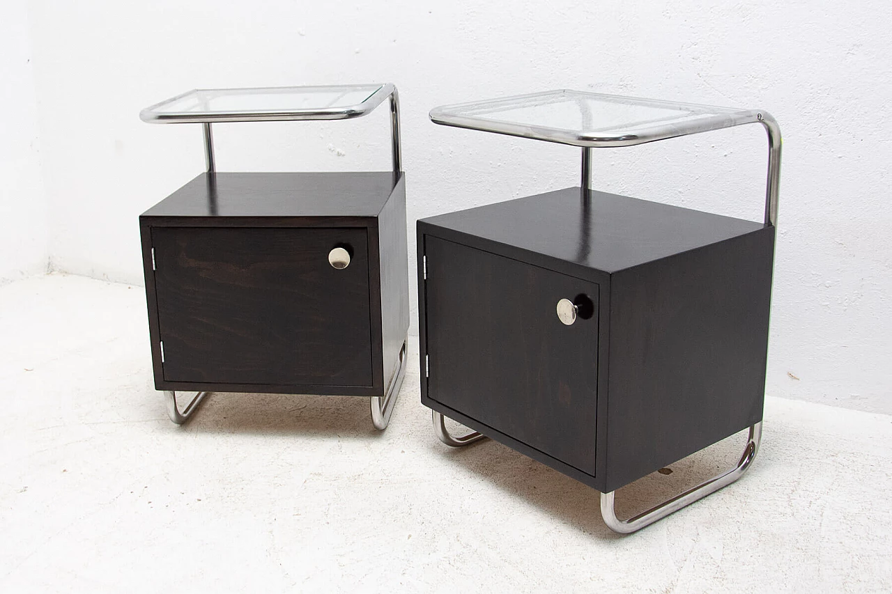 Pair of Bauhaus-style bedside tables by Kovona, 1950s 5