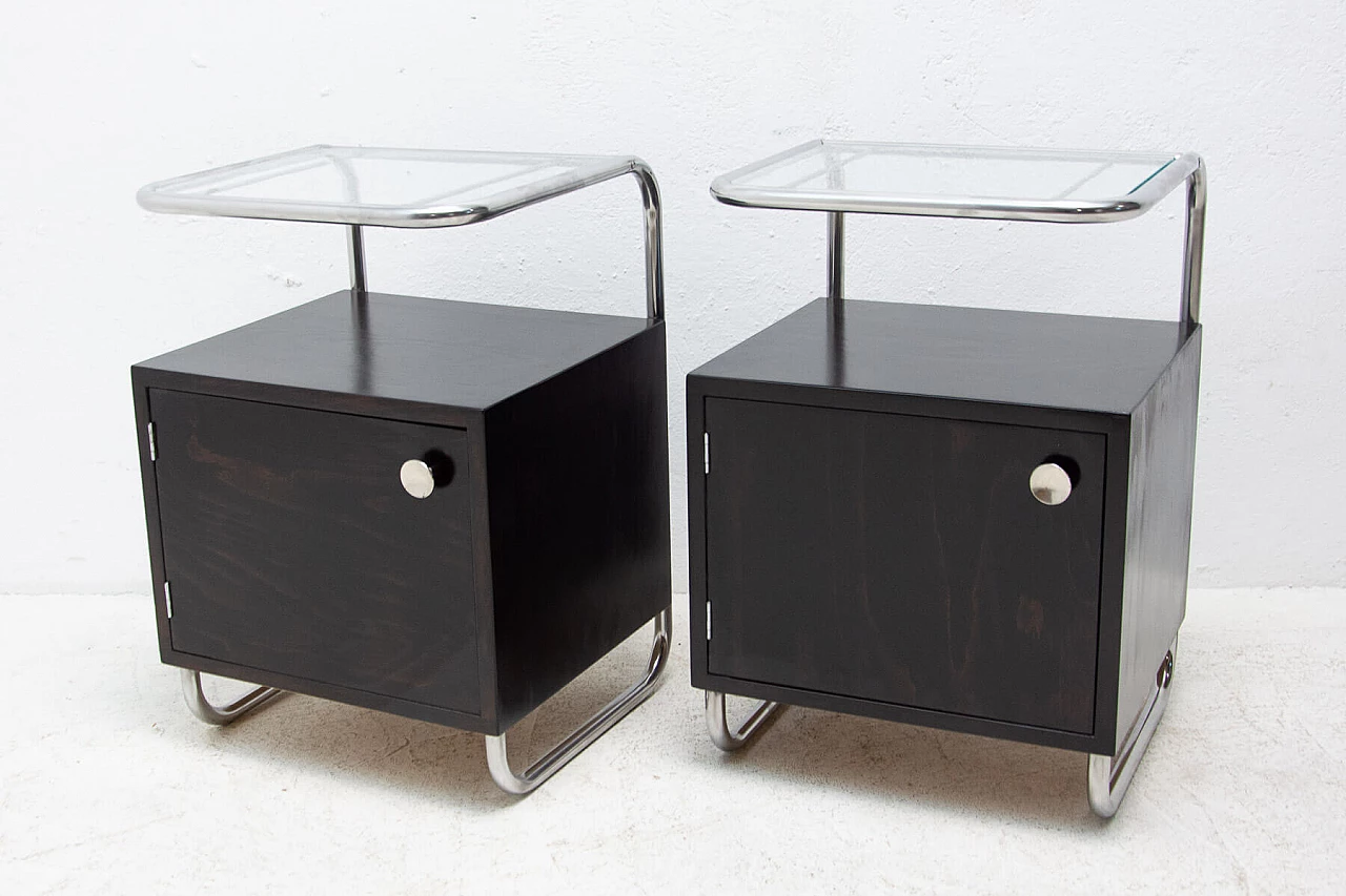 Pair of Bauhaus-style bedside tables by Kovona, 1950s 6