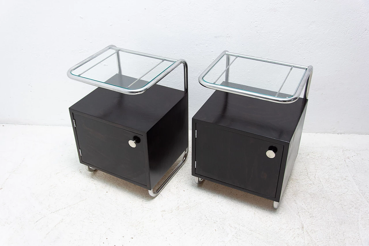 Pair of Bauhaus-style bedside tables by Kovona, 1950s 7
