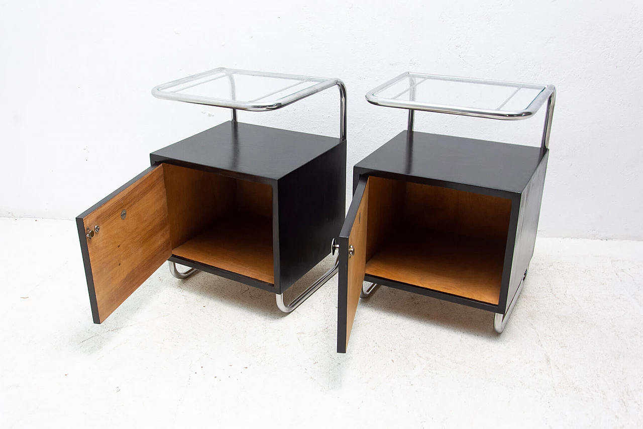 Pair of Bauhaus-style bedside tables by Kovona, 1950s 8