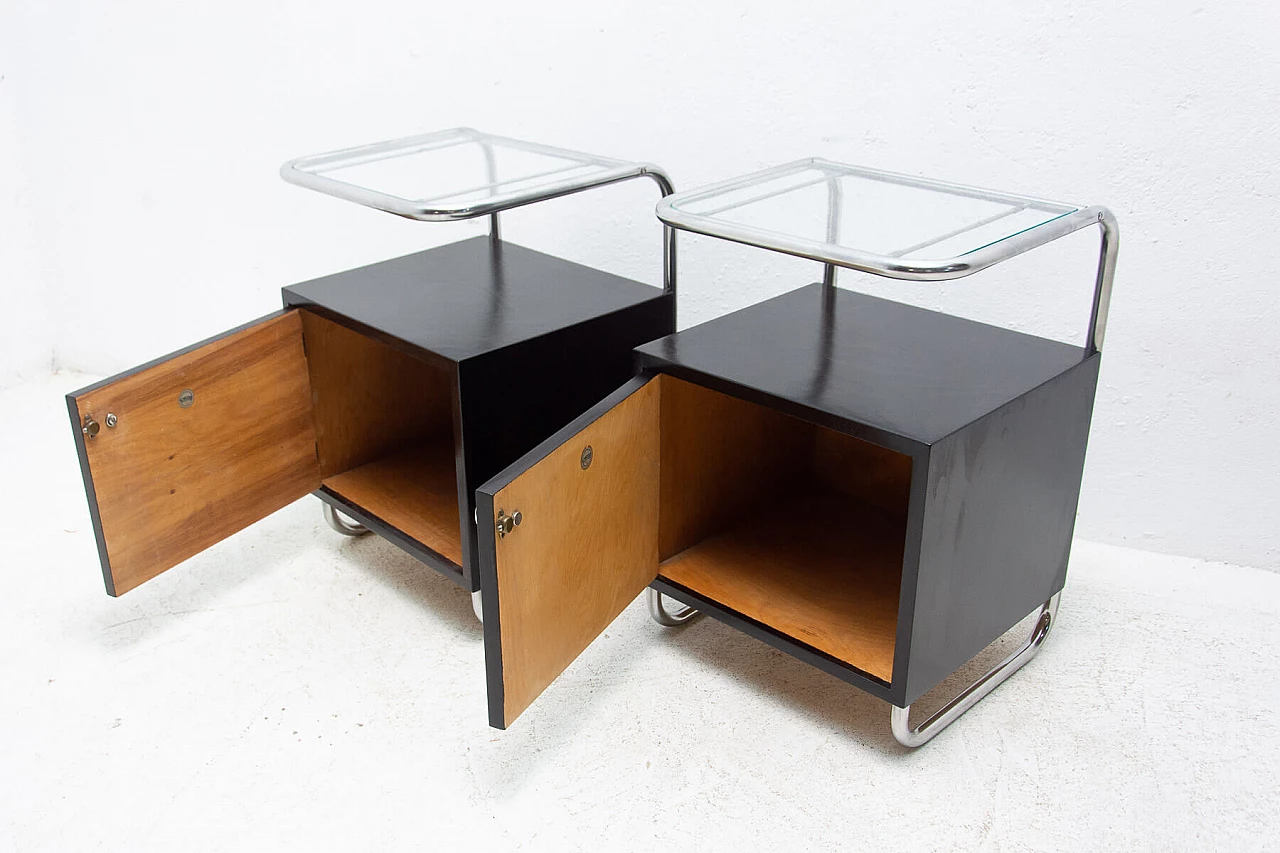 Pair of Bauhaus-style bedside tables by Kovona, 1950s 9