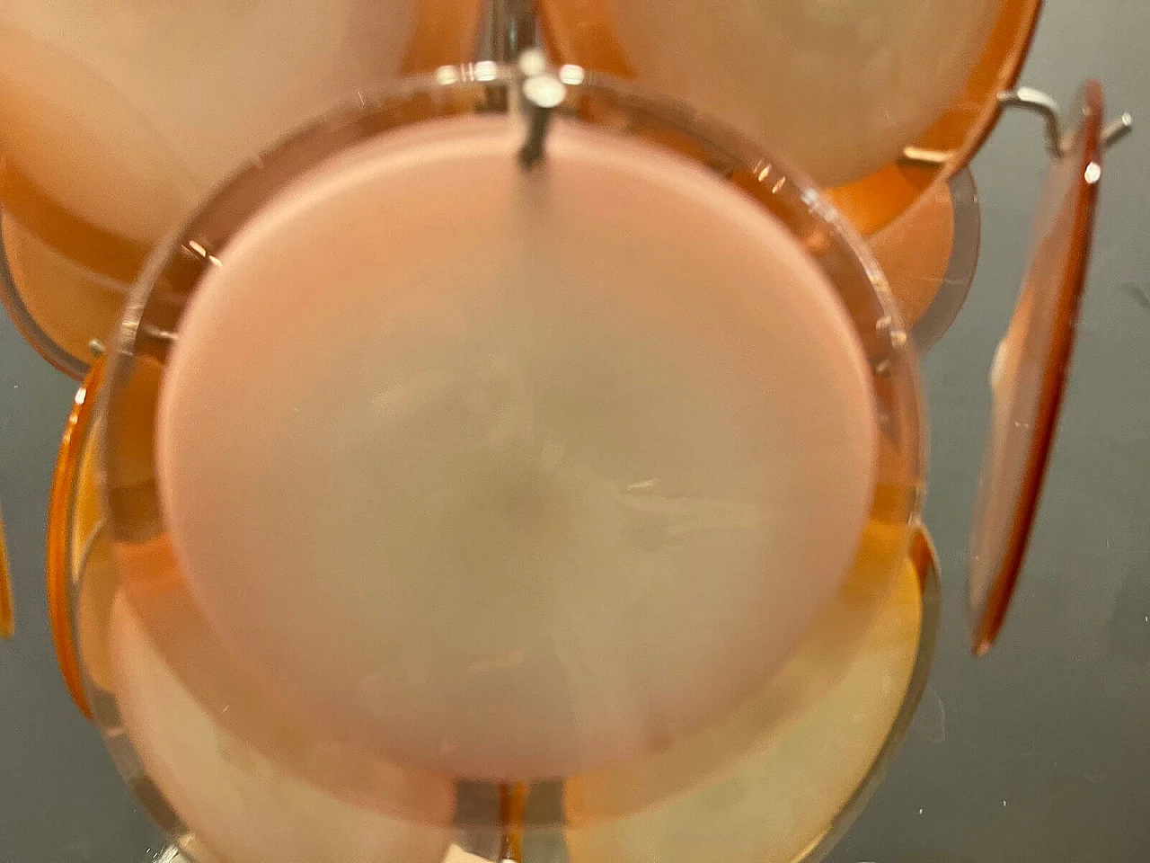 Lampadario con dischi in vetro di Murano, anni '70 5