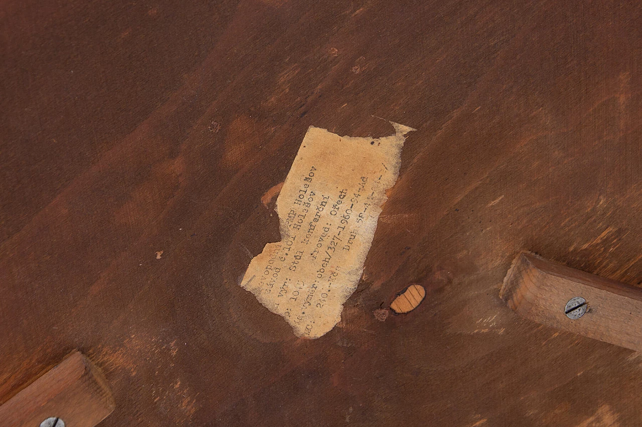 Tavolino da caffè a forma di plettro in legno, anni '60 9