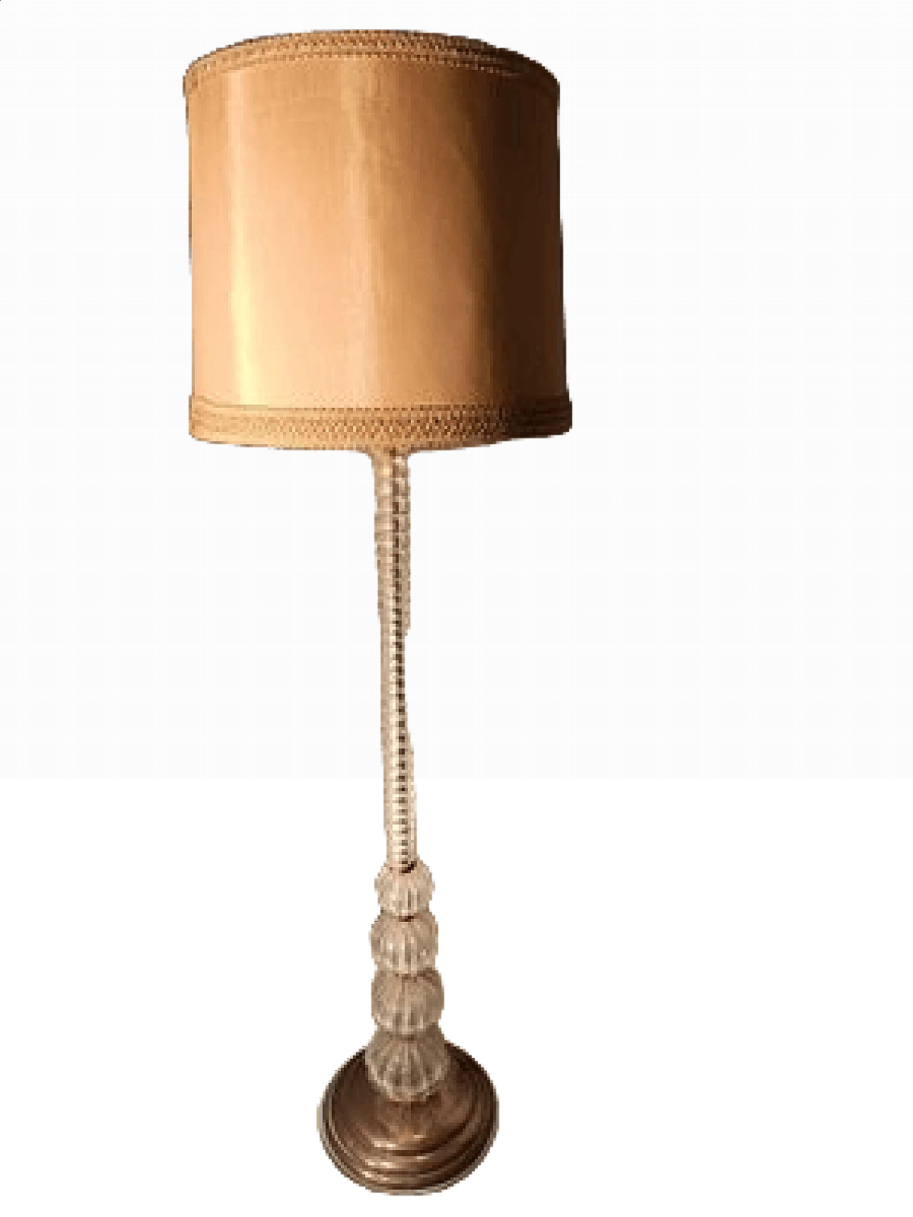 Lampada da terra in vetro iridescente con paralume in stoffa di Barovier e Toso, anni '40 12