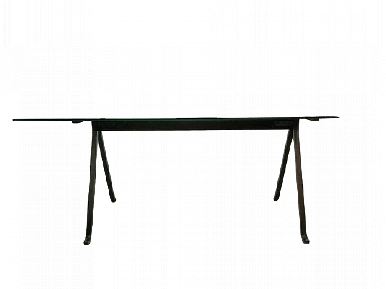 Friar table in lacquered iron black floor glass by Enzo Mari for Driade, 1980s 11