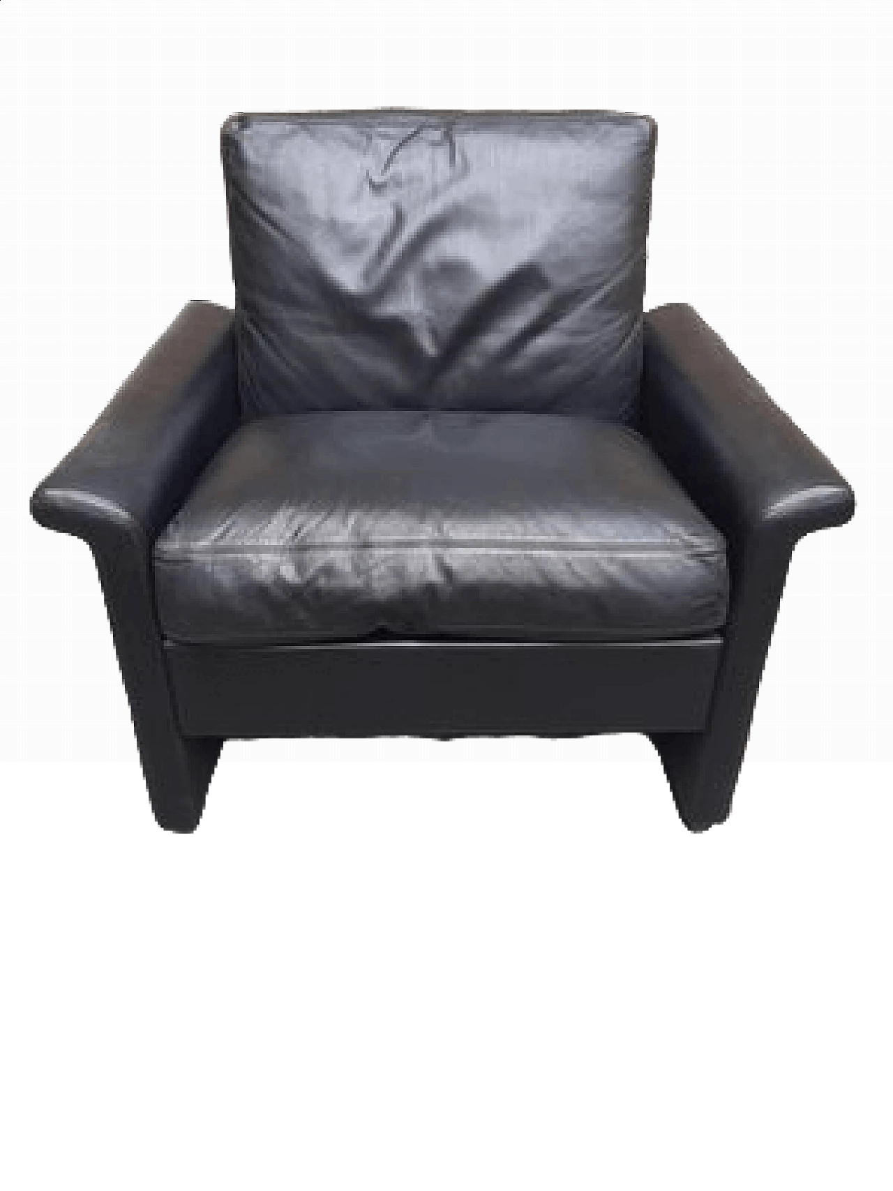 Poltrona in pelle nera di ICF De Padova, anni '70 13