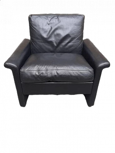 Black leather armchair by ICF De Padova, 1970s