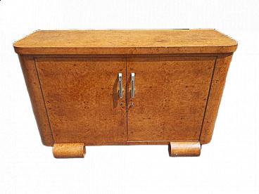 Tuia root with chrome and brass handles chest of drawers, 1930s