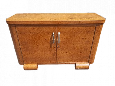 Tuia root with chrome and brass handles chest of drawers, 1930s