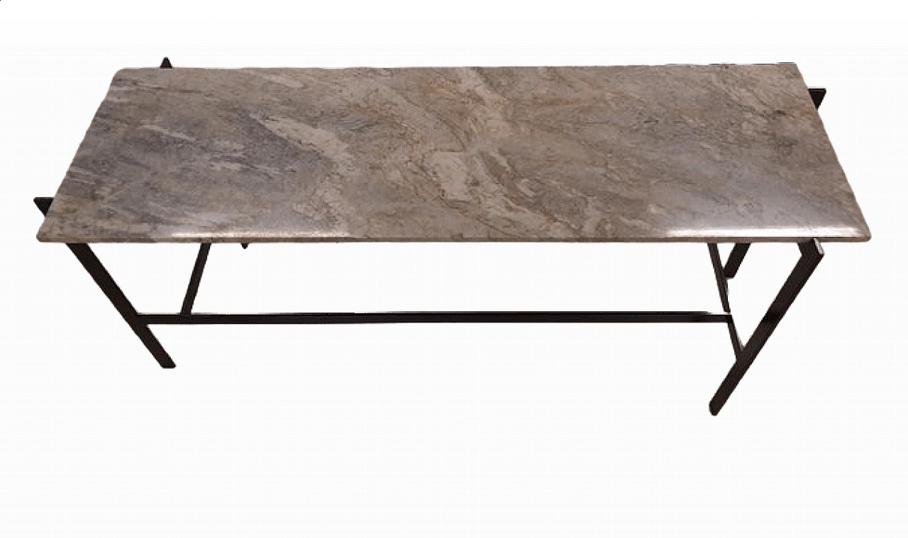 Black lacquered iron console table with marble top 19