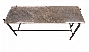 Black lacquered iron console table with marble top