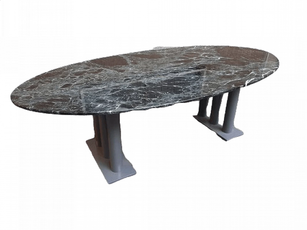 Green marble oval table, 1980s 12