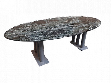 Green marble oval table, 1980s