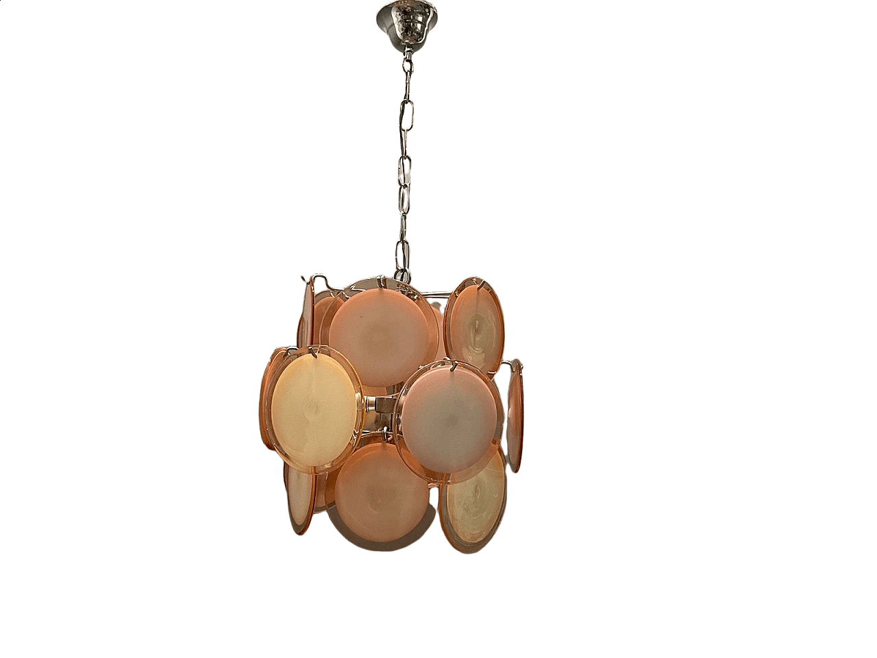 Lampadario con dischi in vetro di Murano, anni '70 12