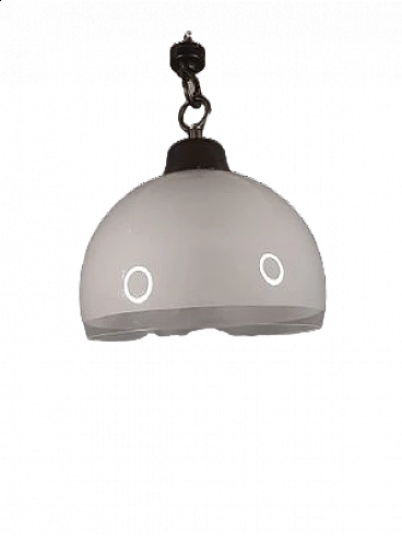 Boccia LS10 pendant lamp with medium glass sandblasted sphere by Luigi Caccia Dominioni for Azucena, 1970s