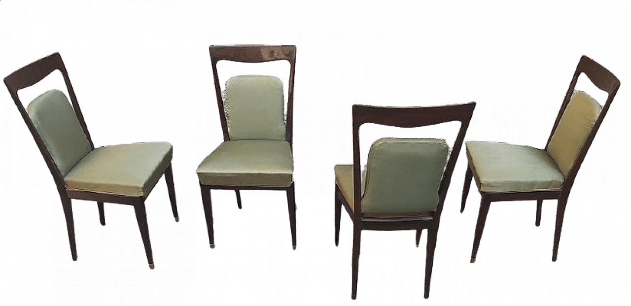 4 Mahogany stained chairs with fair brass details, 1950s 16