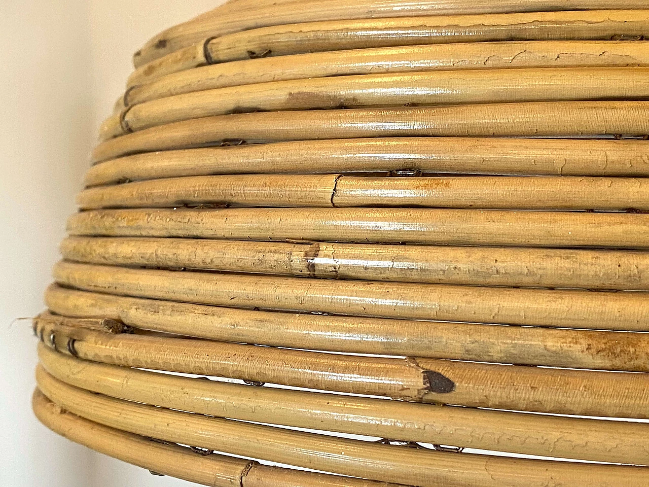 Lampadario in bambù e ottone, anni '70 1