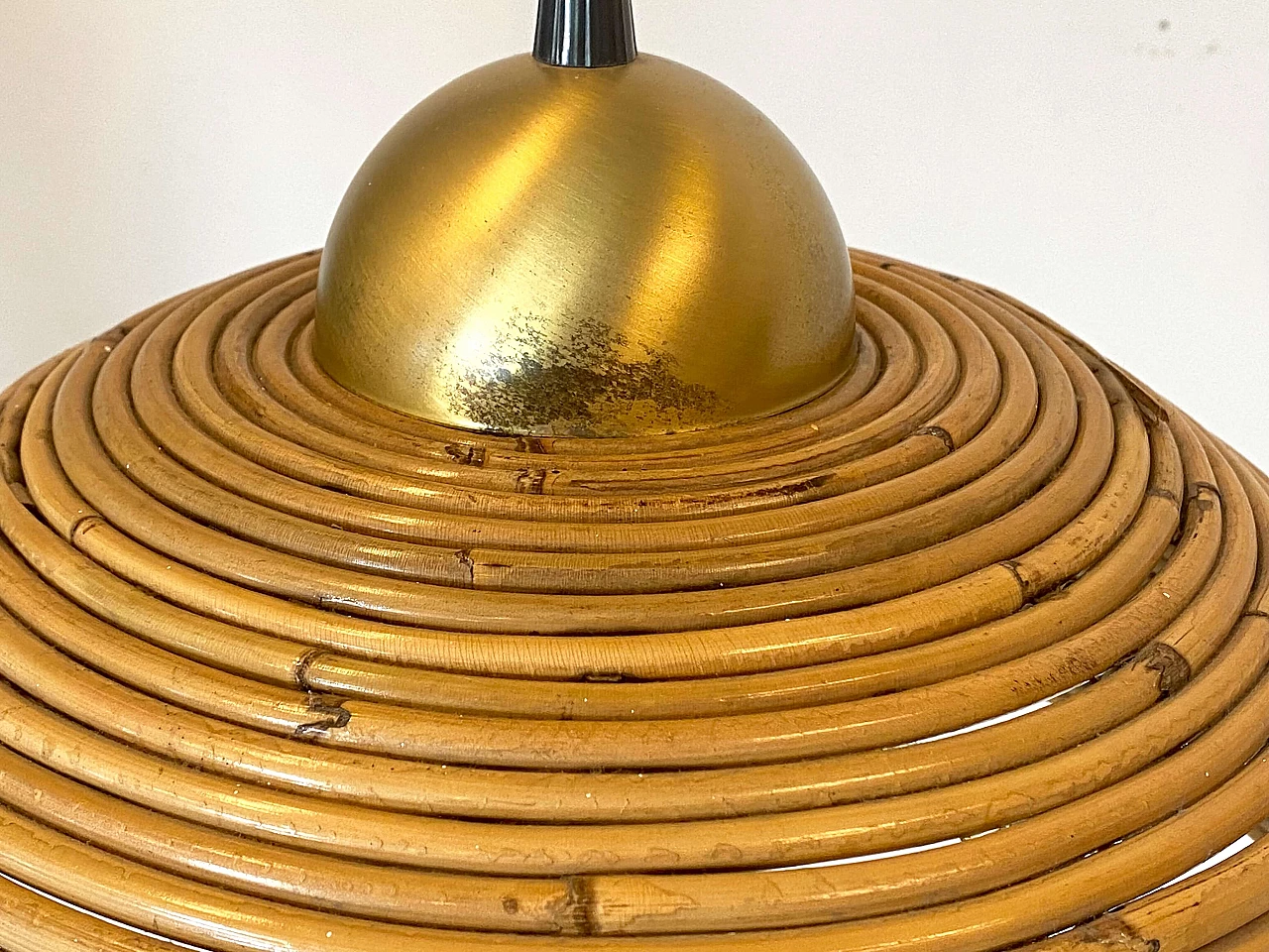 Bamboo and brass chandelier, 1970s 3