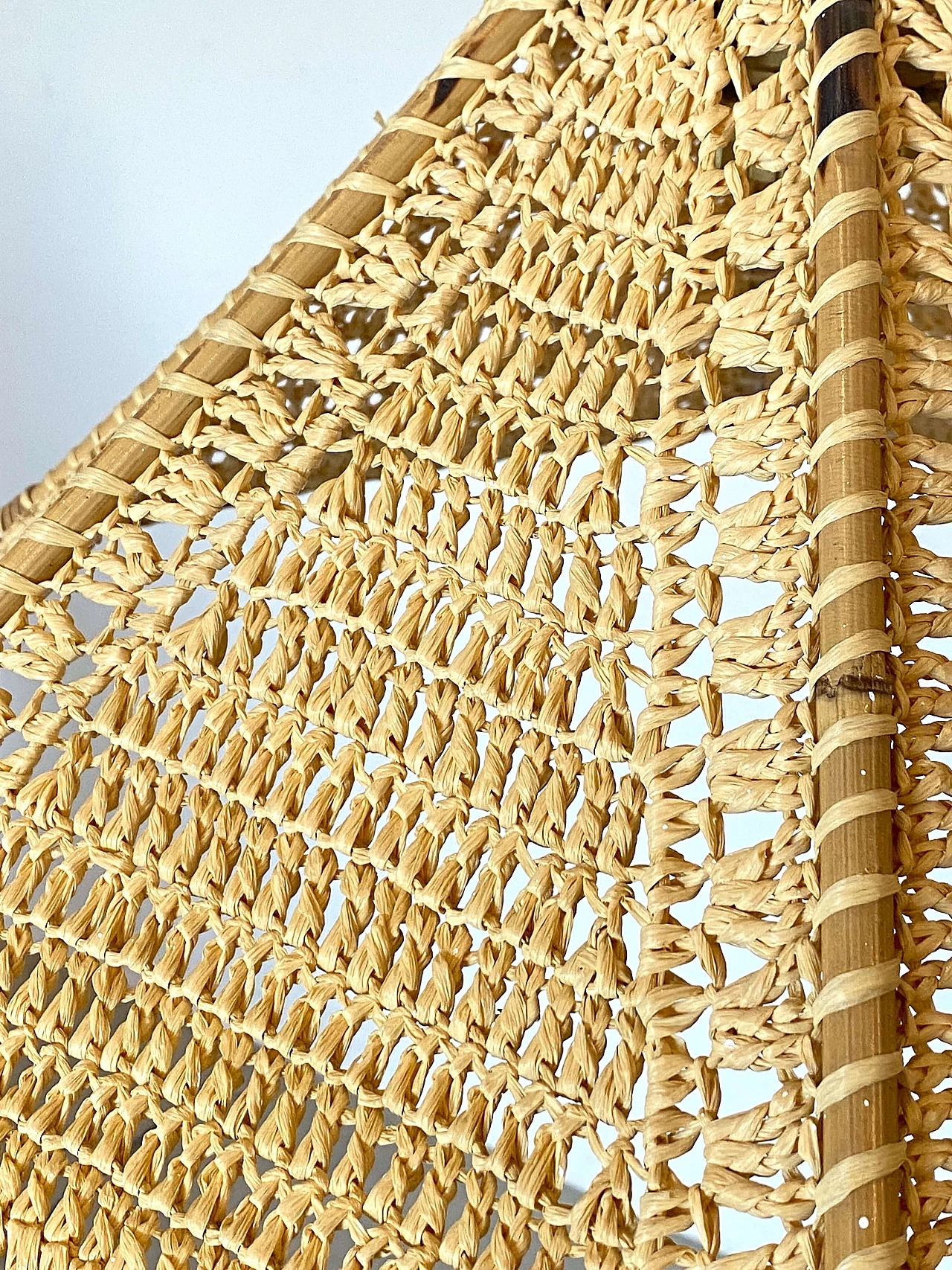 Woven straw chandelier, 1970s 1